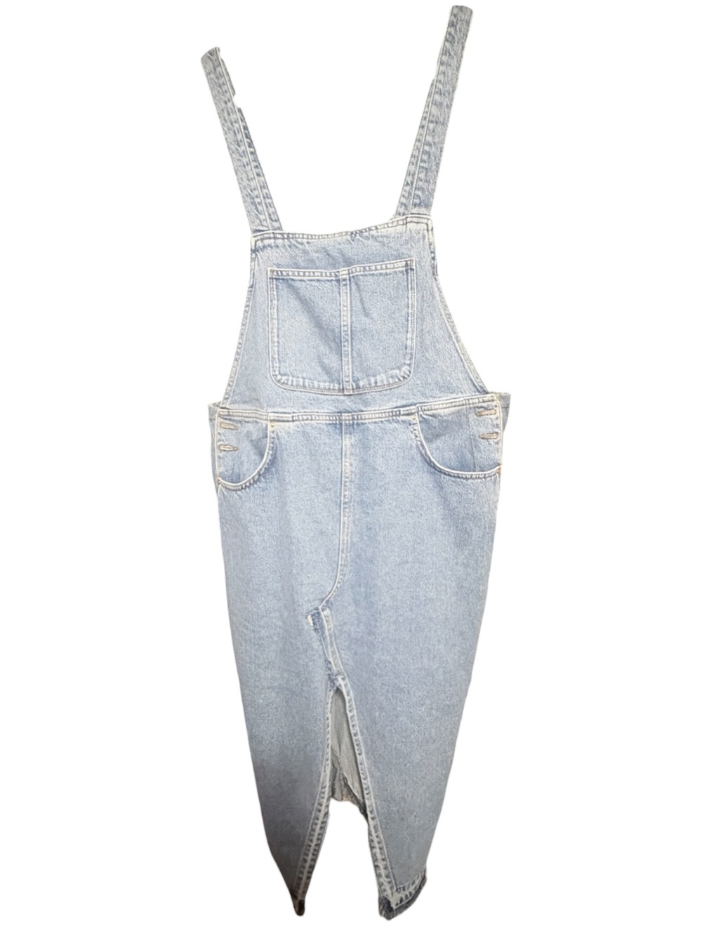 Zara “The 90’s Collection” XL Distressed Blue Jean Multi-Way Overall Midi Dress